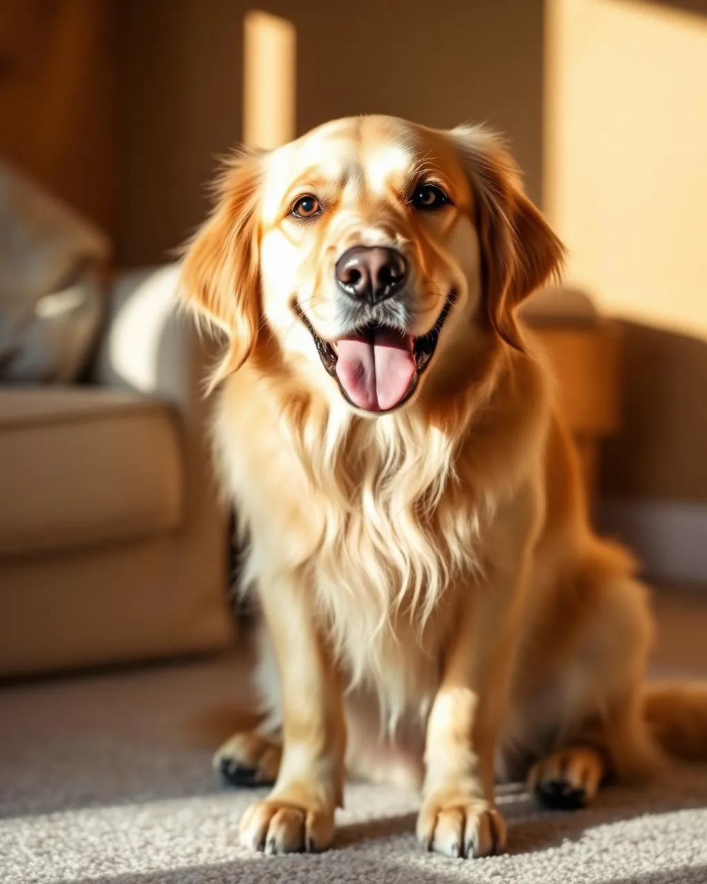 Happy golden retriever enjoying a Nuvora treat